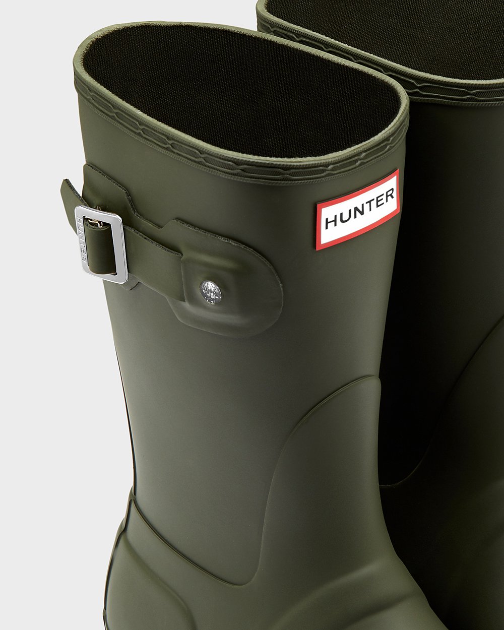 Hunter Original Short Rain Boots - For Sale Cheap Womens Dark Olive - OELFPW856